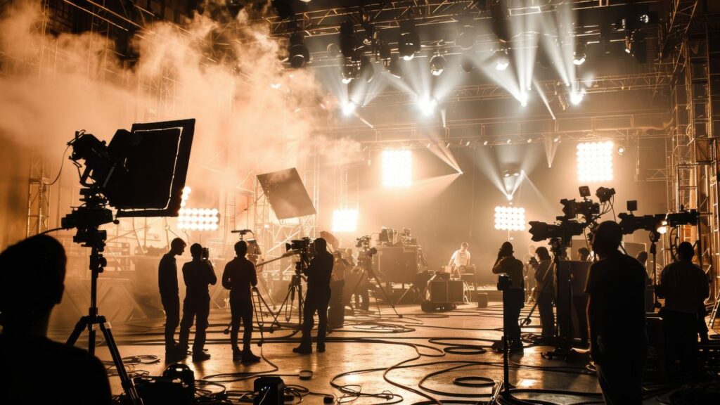 corporate Event production team working backstage